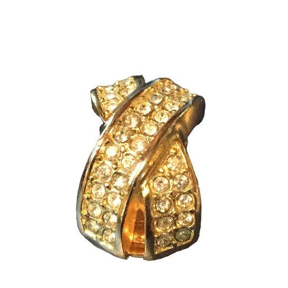 Christian Dior Vintage Clip-on Rhinestone Gold Tone Earrings.  OS - Picture 1 of 5
